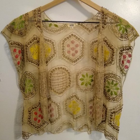Anthropologie Moyna Sheer Beaded Bolero/Shrug - Picture 1 of 7